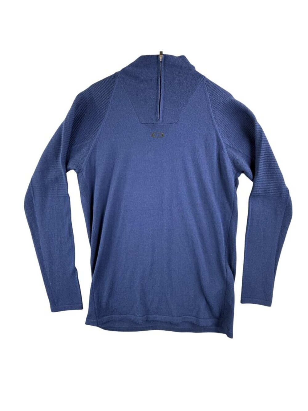 Oakley Sweater Mens Large Navy Blue Mock Neck 1/4 Zip Wool Blend Knit Made Italy